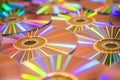 Many musical compact discs with a rainbow spectrum of colors as Royalty Free Stock Photo