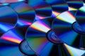 Many musical compact discs with a rainbow spectrum of colors as Royalty Free Stock Photo