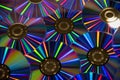 Many musical compact discs with a rainbow spectrum of colors as Royalty Free Stock Photo