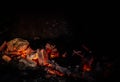 Natural coals burning in a meat spit Royalty Free Stock Photo
