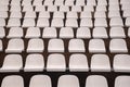 Many new white empty stadium seats Royalty Free Stock Photo