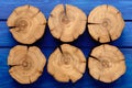 Many oak splits on navy blue background