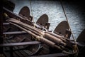 Oars in a viking boat Royalty Free Stock Photo