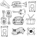 Many object music doodles Royalty Free Stock Photo