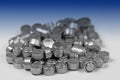 Many old button cells in a close-up Royalty Free Stock Photo