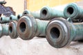 Many old cannon barrels in Moscow Kremlin. UNESCO Heritage Site. Royalty Free Stock Photo