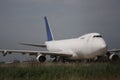 Abandoned cargo aircraft devoid of engine