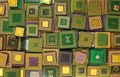 Many old CPU chips and obsolete computer processors as background Royalty Free Stock Photo