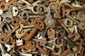 Many old keys, grunge background Royalty Free Stock Photo
