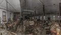 many old machines in abandoned factory panorama Royalty Free Stock Photo