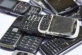 Many old mobile phones. Group of e waste Royalty Free Stock Photo