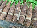 Many old rusty shells bullets of world war 2 found, digged out from the ground in the forest using a metal detector
