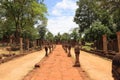 many old stone pillars in Angkor Wat temple complex in Cambodia Royalty Free Stock Photo