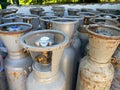 Many older portable gas cylinders can still be used in the gas industry Royalty Free Stock Photo