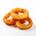 many Onion Rings on white background generative AI