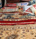 many oriental carpets and rugs Royalty Free Stock Photo