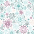 Seamless pattern with ornate snowflakes