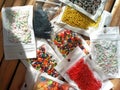 Many packs colorful seed beads, various tiny beads for making necklace and bracelet, creativity, and education.