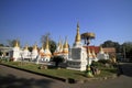 Many pagodas with beep blue sky at Wat-Chedi-Sao-Lang, Lampang