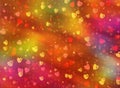Many painted multicolored small hearts backgrounds
