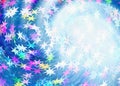 Many painted multicolored stars background with neon shining Royalty Free Stock Photo