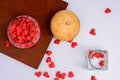 Many paper hearts in a large jar and a jar small Royalty Free Stock Photo