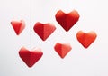 Many paper origami red hearts, symbol of love.