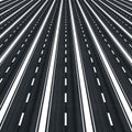 Many parallel roads towards infinity Royalty Free Stock Photo