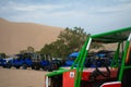 Many Parked Dune Buggies Closeup For Outdoor Recreation In Huacachina Ica Peru