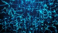 Many particles like worms or midge are in dark space, 3d render computer generated background