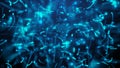 Many particles like worms or midge are in dark space, 3d render computer generated background