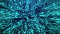 Many particles like worms or midge are in dark space, 3d render computer generated background