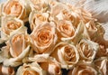 Bouquet of yellow flowers, many peach rose buds Royalty Free Stock Photo