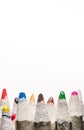 Many pencil crayons on white Royalty Free Stock Photo