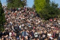 Many people in crowded park (Mauerpark) at fete de la musique