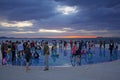 Many people on famous solar panel Greeting to the Sun in Zadar