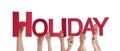 Many People Hands Hold Red Straight Word Holiday Royalty Free Stock Photo