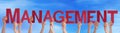 Many People Hands Holding Red Straight Word Management Blue Sky Royalty Free Stock Photo