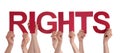 Many People Hands Holding Red Straight Word Rights Royalty Free Stock Photo