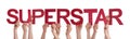 Many People Hands Holding Red Straight Word Superstar Royalty Free Stock Photo