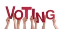 Many People Hands Holding Red Word Voting Royalty Free Stock Photo