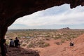 Many people hiking in the famous Hole in the Rock