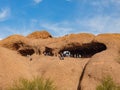 Many people hiking in the famous Hole in the Rock