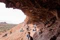 Many people hiking in the famous Hole in the Rock