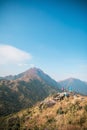 Many people hiking on the path to the famos location, Sunset Peak, Lantau Island, Hong Kong Royalty Free Stock Photo