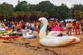 Many People With Inflatable water Toys on Beach, Many, Australia