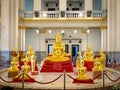 Many people pray respect Golden Buddha statue inside