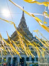 Many people pray respect Golden Buddha statue inside