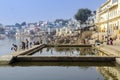 Many people taking holy bath in the lake of Pushkar Royalty Free Stock Photo