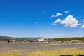 Many people watching the famous Old Faithful hot water eruptions